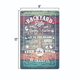 Backyard Rules Metal Tin Sign - Outdoor Grilling Sign, Summer Vibes, TS601