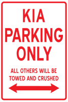 Kia Parking Only Tin Sign Garage Sign, Parking, Business Sign, Street Sign