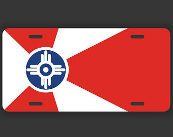 Wichita City Flag License Plate Tag Novelty Front Aluminum 6 Inch By 12 Inch UV Printed VLP084